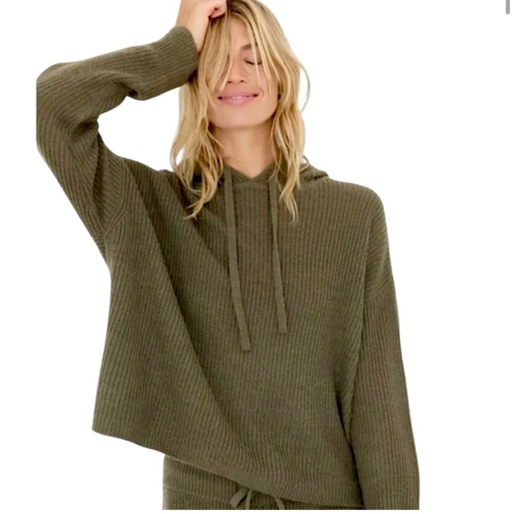 JENNI KAYNE Wool Fisherman Hoodie size XS Olive Green